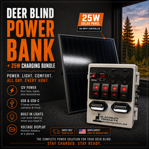 Deer Blind Charger + 25W Solar Charging Bundle ***UPGRADED FOR 2026***