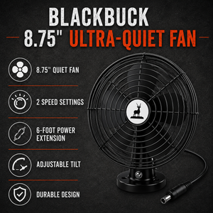 Ultra-Quiet 8.75" Blackbuck Deer Blind 12v Fan